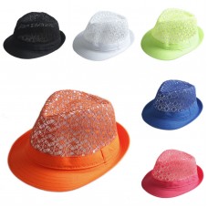 Mujer Hombre Summer Hollow Top Crown Fedora Hat Trilby Beach Jazz Cap Cotton Blend  eb-86224375